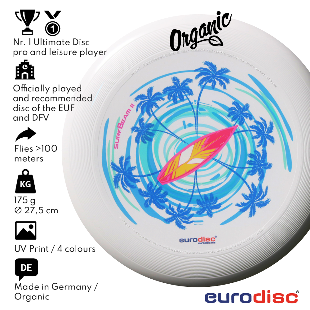 eurodisc 175g Ultimate Frisbee Surfbeam 24 aus Bio-Kunststoff eurodisc 175g Ultimate Frisbee Surfbeam 24 aus Bio-Kunststoff