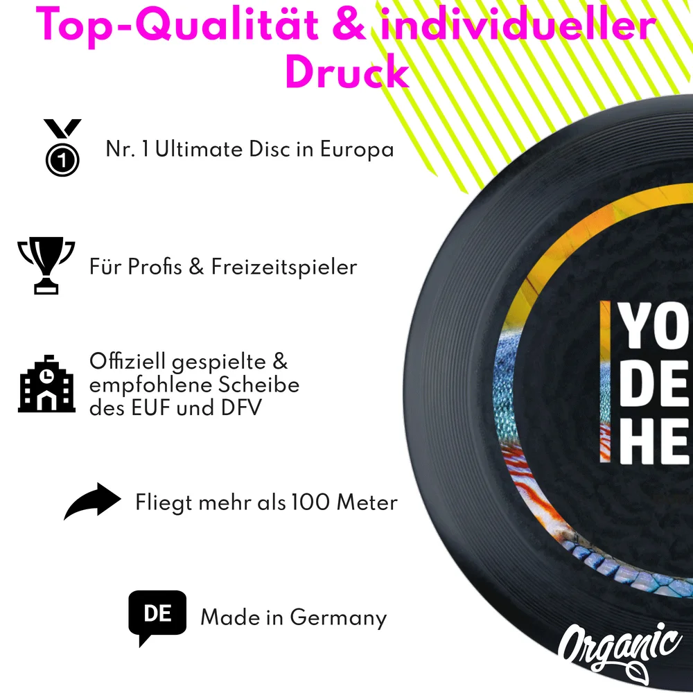 Individuelle eurodisc® 175g Ultimate Frisbee Schwarz aus Bio-Kunststoff