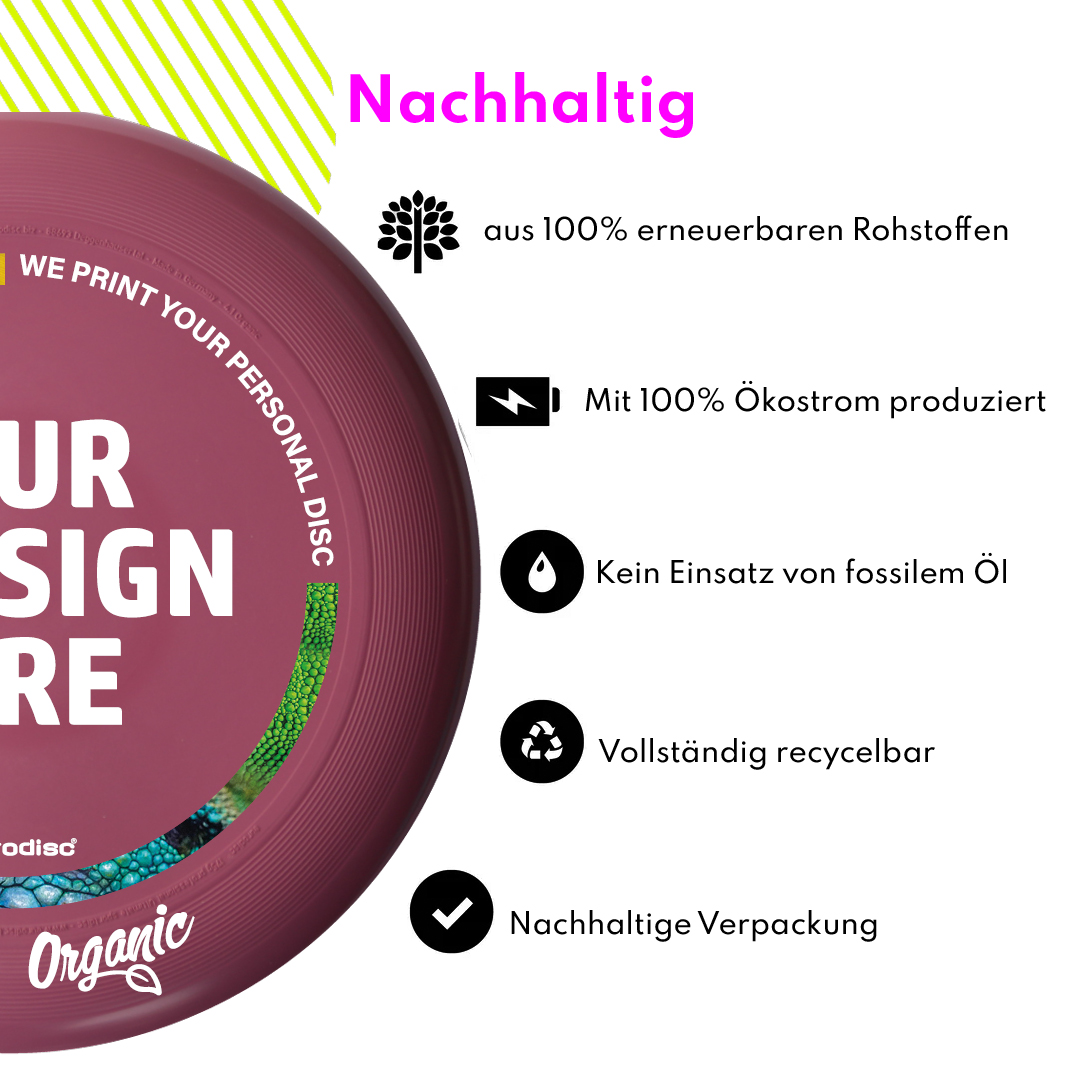 Individuelle eurodisc® 175g Ultimate Frisbee aus Bio-Kunststoff PURPLE Individuelle eurodisc® 175g Ultimate Frisbee aus Bio-Kunststoff PURPLE