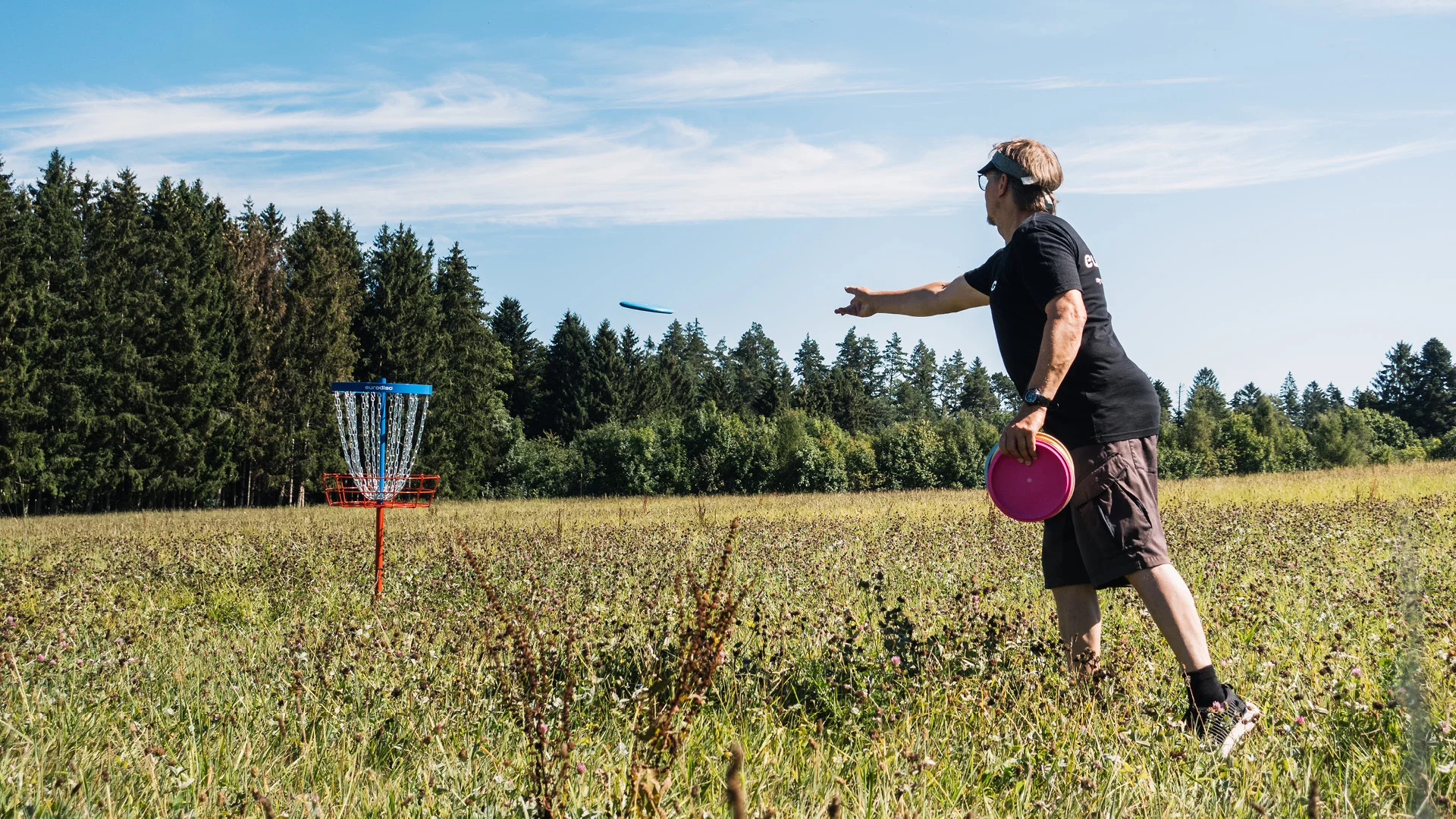 eurodisc® Double Layer Chain Disc Golf Target incl. Red Bag (Bagpack)