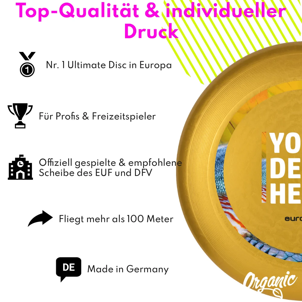 Individuelle eurodisc® 175g Ultimate Frisbee Gold aus Bio-Kunststoff