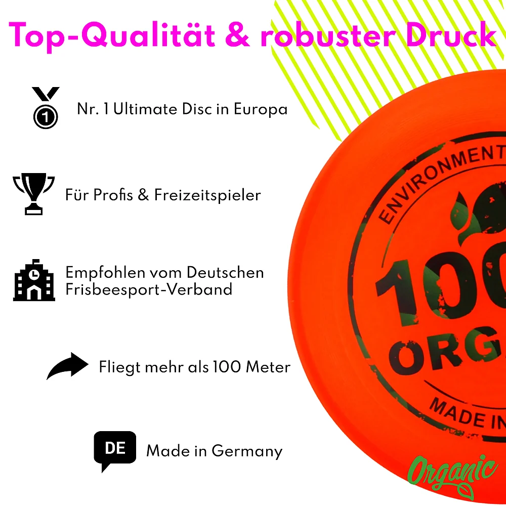 eurodisc® 175g Ultimate Frisbee Organic Orange aus Bio-Kunststoff