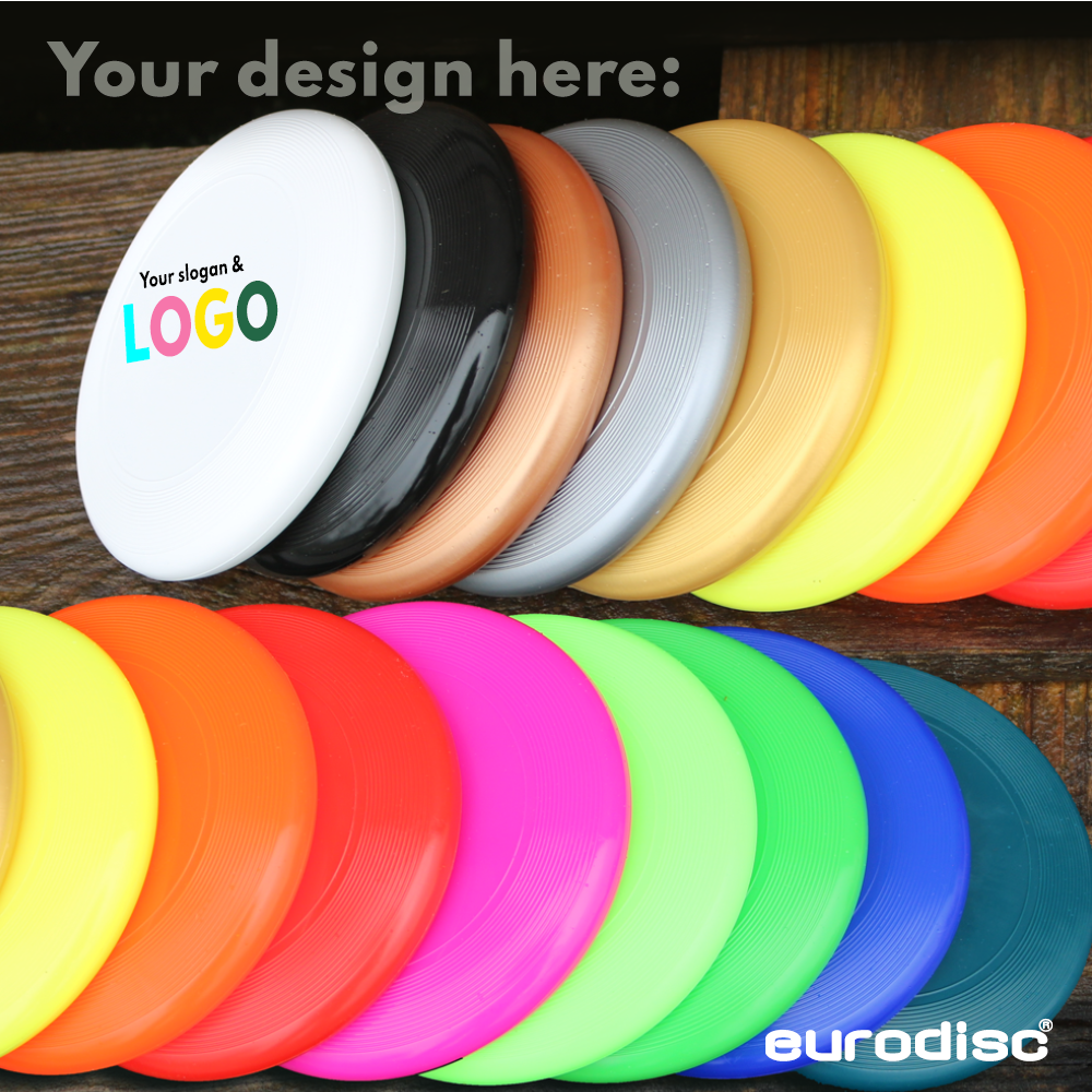Individuelle eurodisc® 25g Mini Frisbee silber mit eigenem Logo
