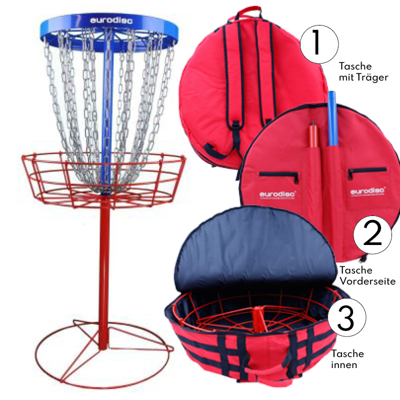 eurodisc® Double Layer Chain Disc Golf Target incl. Red Bag (Bagpack)