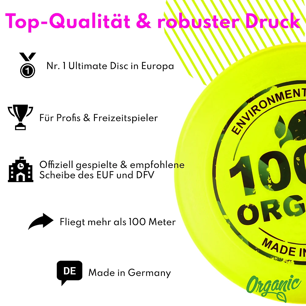 Eurodisc 175g Ultimate Frisbee Organic Gelb aus Bio-Kunststoff