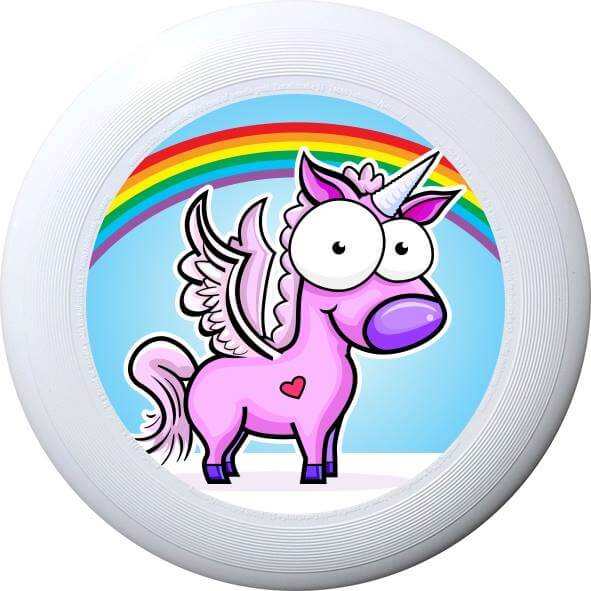 Eurodisc 175g Ultimate Frisbee Unicorn Rainbow Weiss aus Bio-Kunststoff