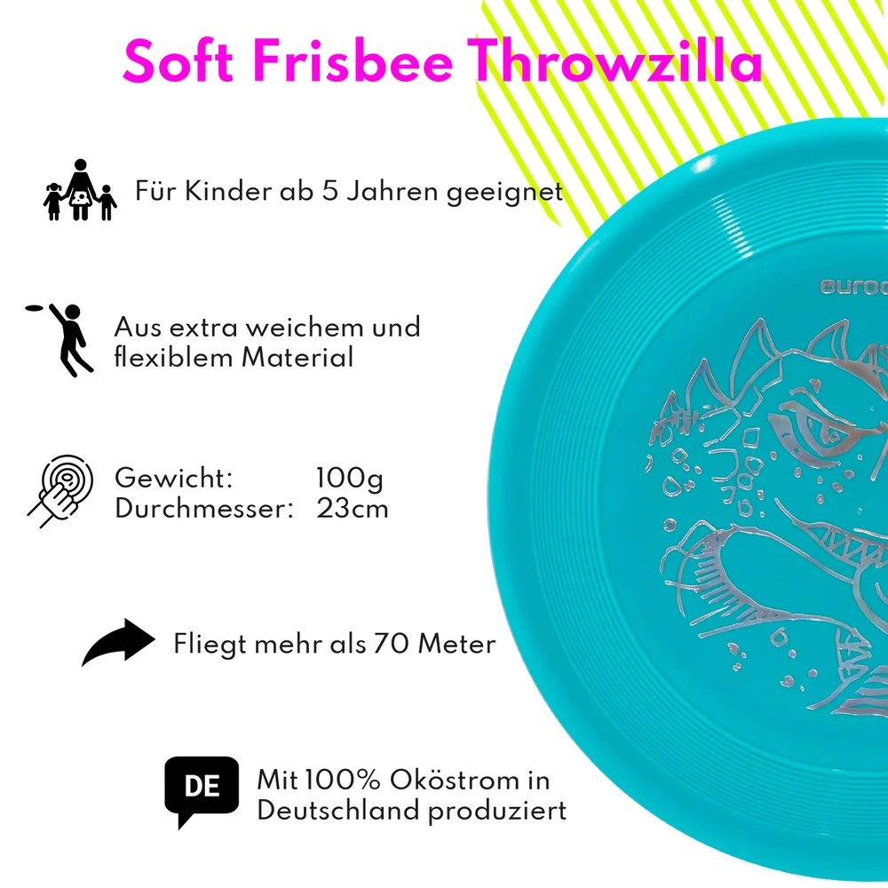 eurodisc® 100g Kidzz Fun Soft Frisbee Throwzilla 23cm Türkis
