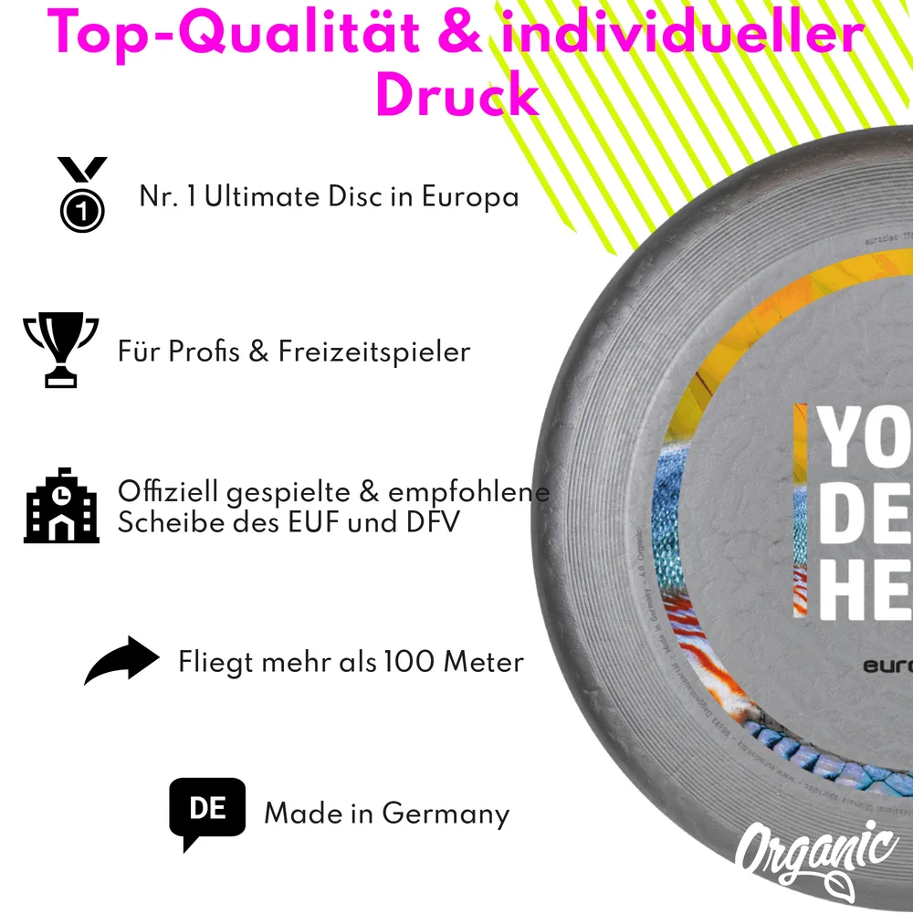 Individuelle eurodisc® 175g Ultimate Frisbee Silber aus Bio-Kunststoff