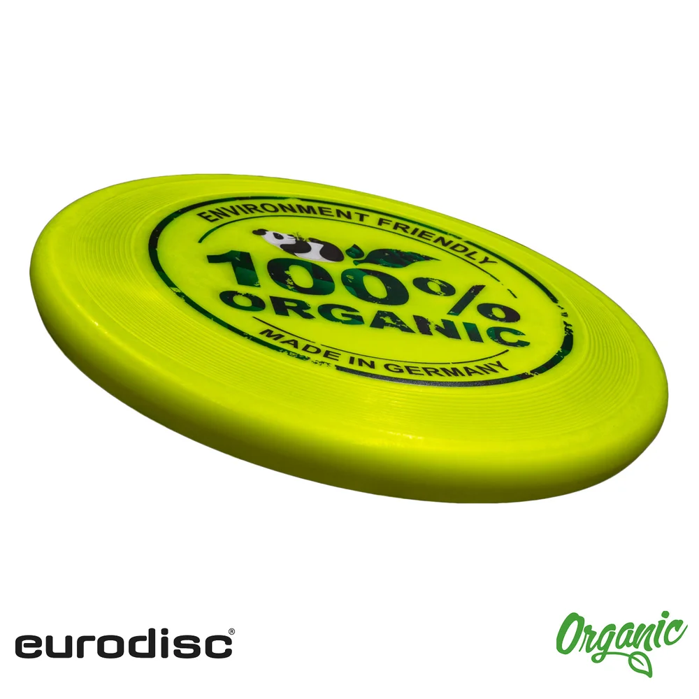 eurodisc® 100g 100% BIO Frisbee 23cm Neongelb mit Panda-Motiv