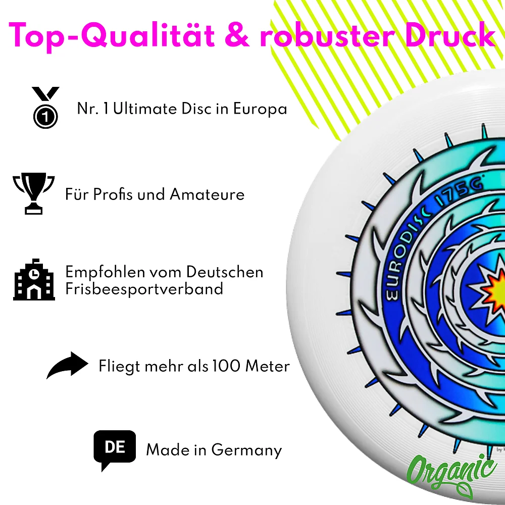 eurodisc® 175g Ultimate Frisbee Spikestar aus Bio-Kunststoff eurodisc® 175g Ultimate Frisbee Spikestar aus Bio-Kunststoff
