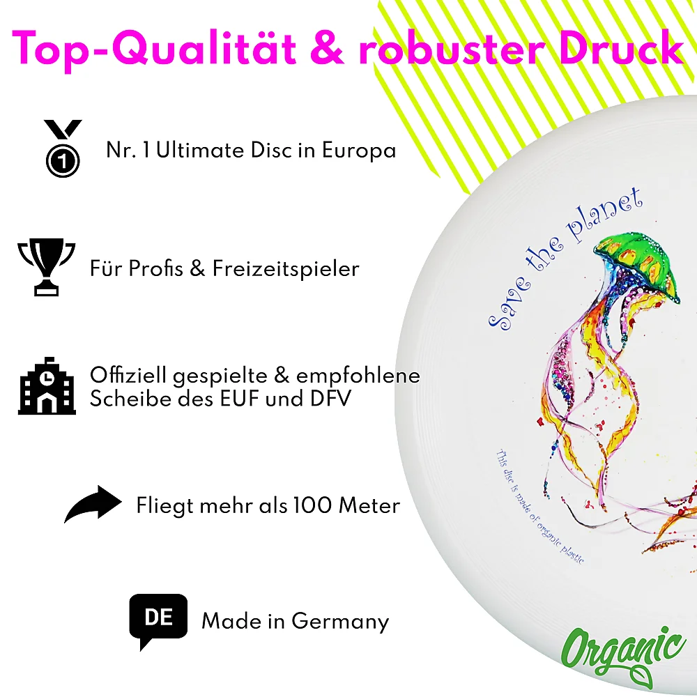 Eurodisc 175g Ultimate Frisbee Jellyfish aus Bio-Kunststoff Ocean Edition