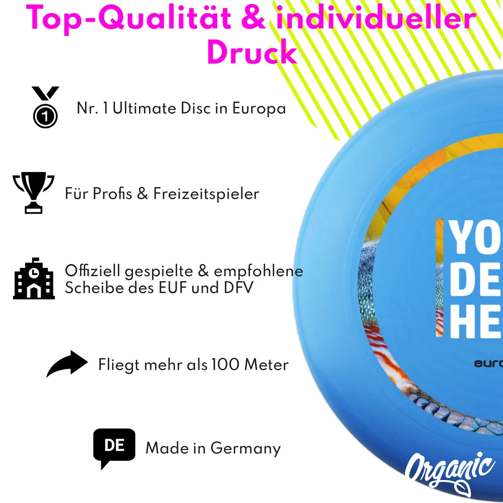 Individuelle eurodisc® 175g Ultimate Frisbee Hellblau aus Bio-Kunststoff