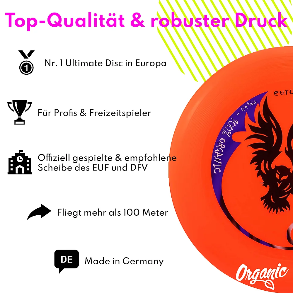 eurodisc® 175g Ultimate Frisbee Creature Orange aus Bio-Kunststoff