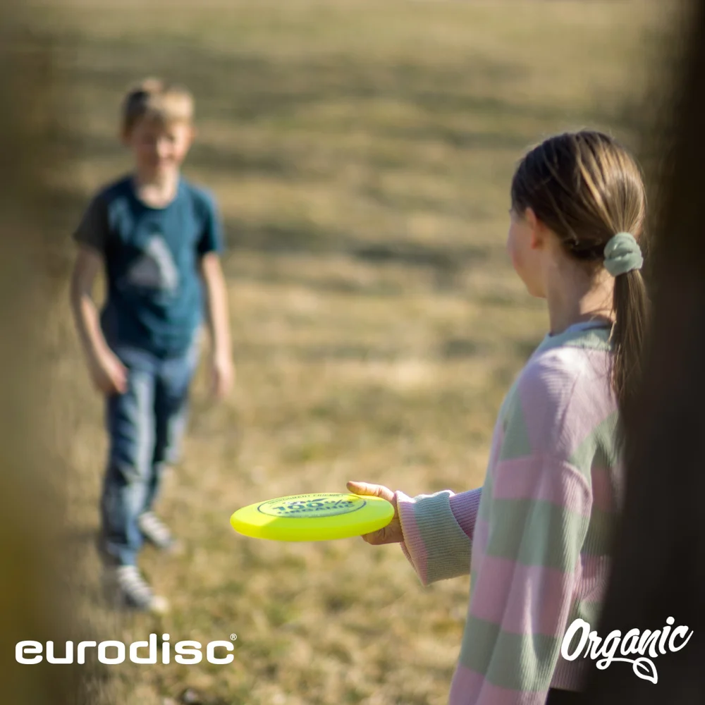 eurodisc® 100g 100% BIO Frisbee 23cm Neongelb mit Panda-Motiv