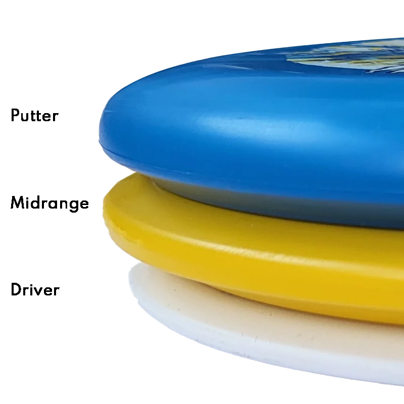 eurodisc® Disc Golf Beginner-Set 3 Discs, Design: Animals, SQU Standard Material Blue - Yellow- White