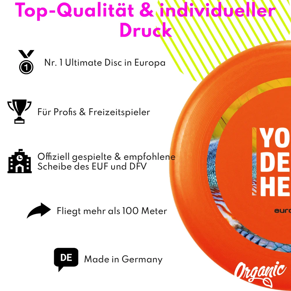 Individuelle eurodisc® 175g Ultimate Frisbee Orange aus Bio-Kunststoff