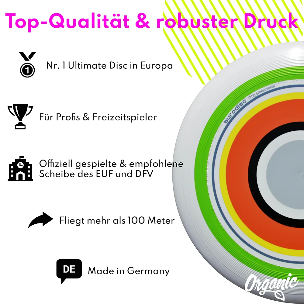 eurodisc® 175g Ultimate Frisbee Spring aus Bio-Kunststoff eurodisc® 175g Ultimate Frisbee Spring aus Bio-Kunststoff