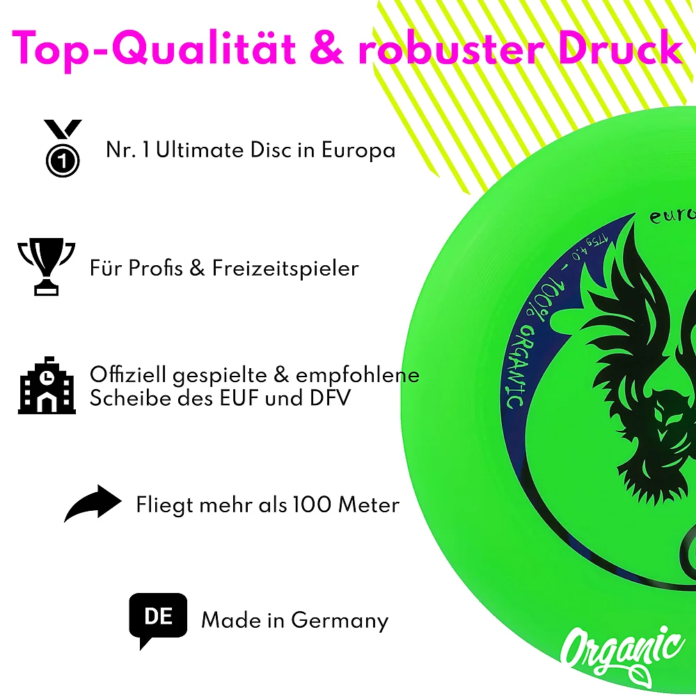 eurodisc® 175g Ultimate Frisbee Creature Grün aus Bio-Kunststoff