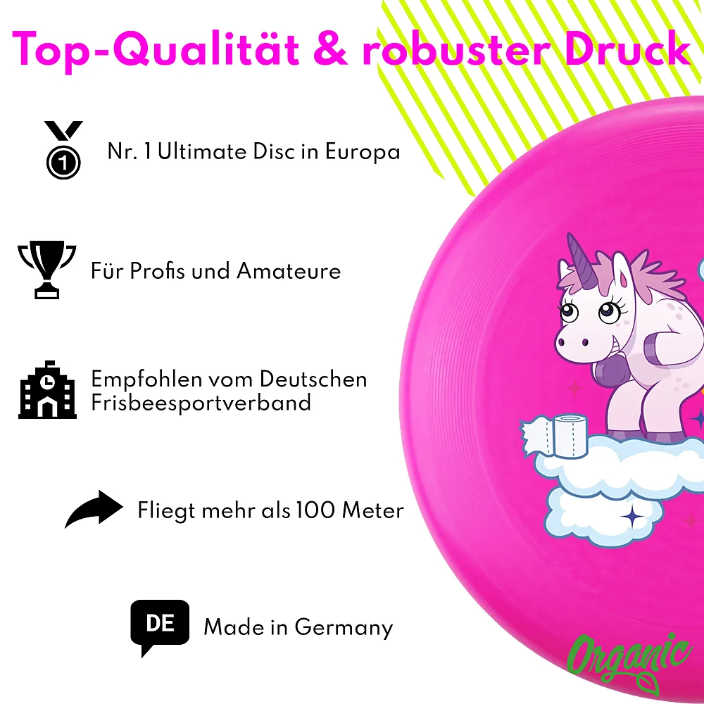 eurodisc® 175g Ultimate Frisbee Unicorn Clouds Pink aus Bio-Kunststoff