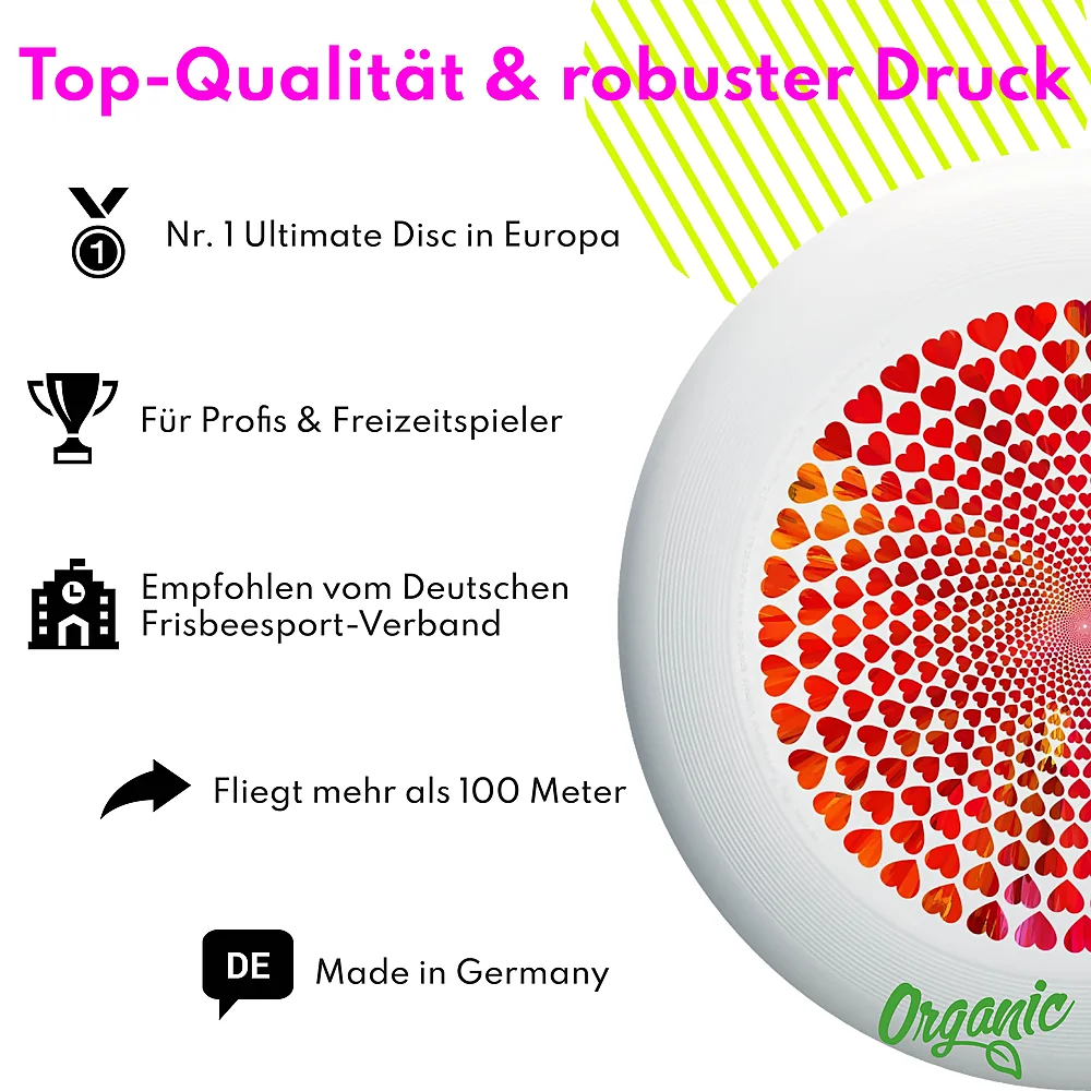 eurodisc® 175g Ultimate Frisbee Heart aus Bio-Kunststoff eurodisc® 175g Ultimate Frisbee Heart aus Bio-Kunststoff