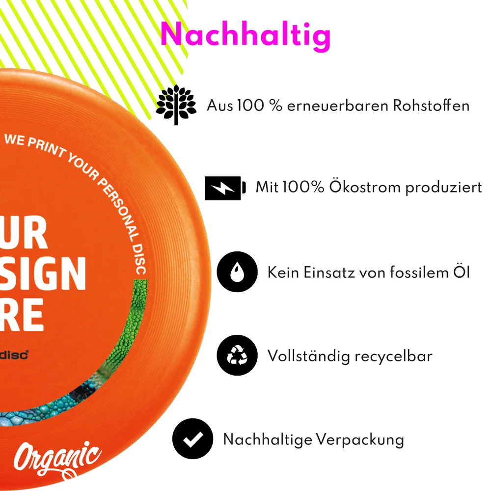 eurodisc® 100g 100% BIO Frisbee 23cm Orange mit Panda-Motiv