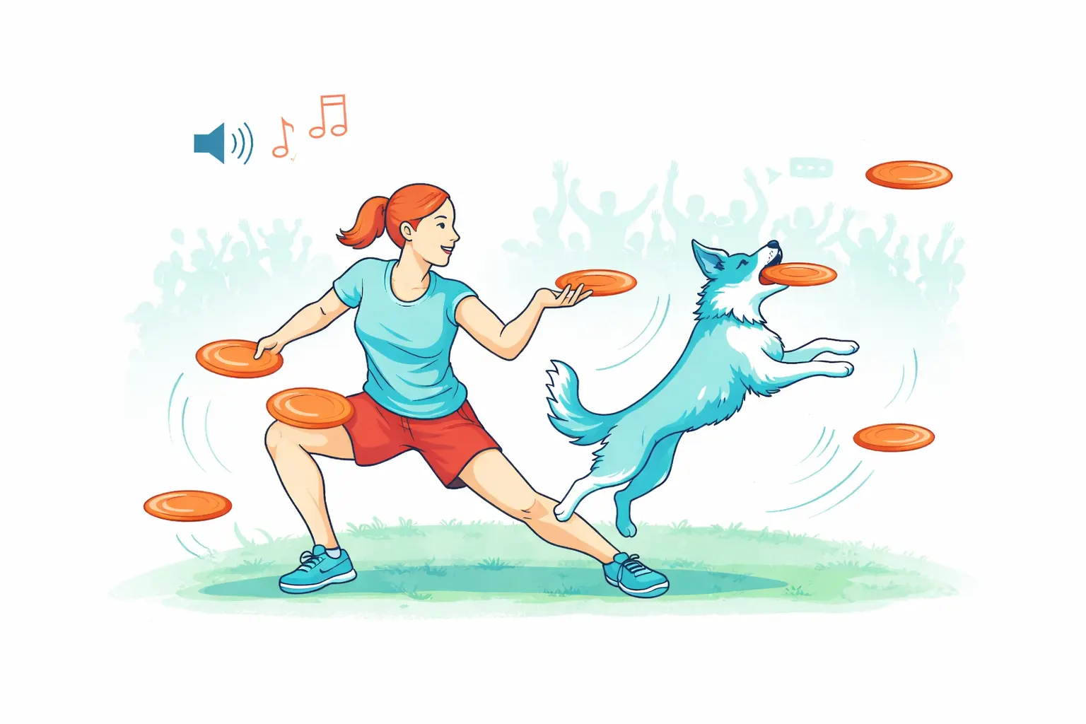 Freestyle disc dogging – dog and handler perform a choreography to music