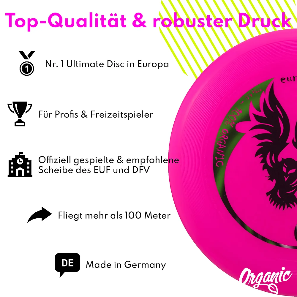 eurodisc® 175g Ultimate Frisbee Creature Pink aus Bio-Kunststoff