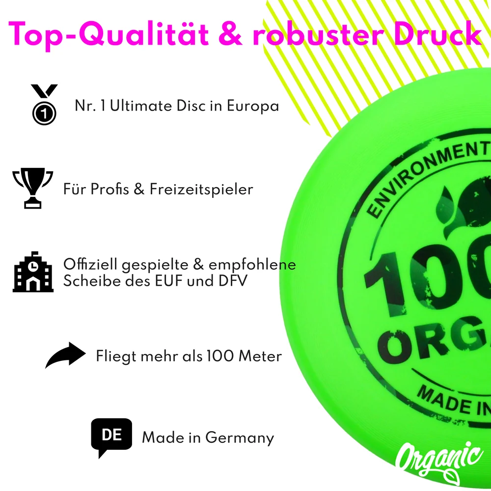 eurodisc® 175g Ultimate Frisbee Organic Grün aus Bio-Kunststoff