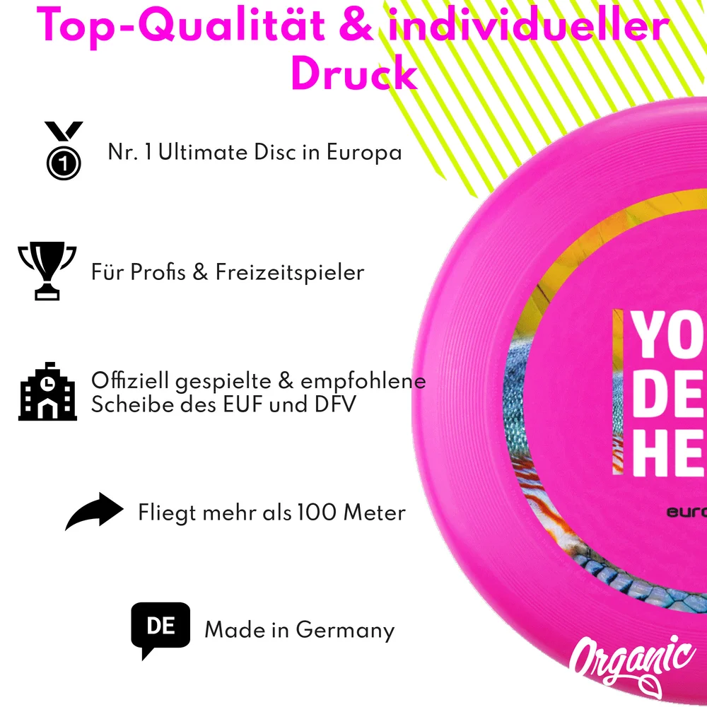 Individuelle eurodisc® 175g Ultimate Frisbee Pink aus Bio-Kunststoff