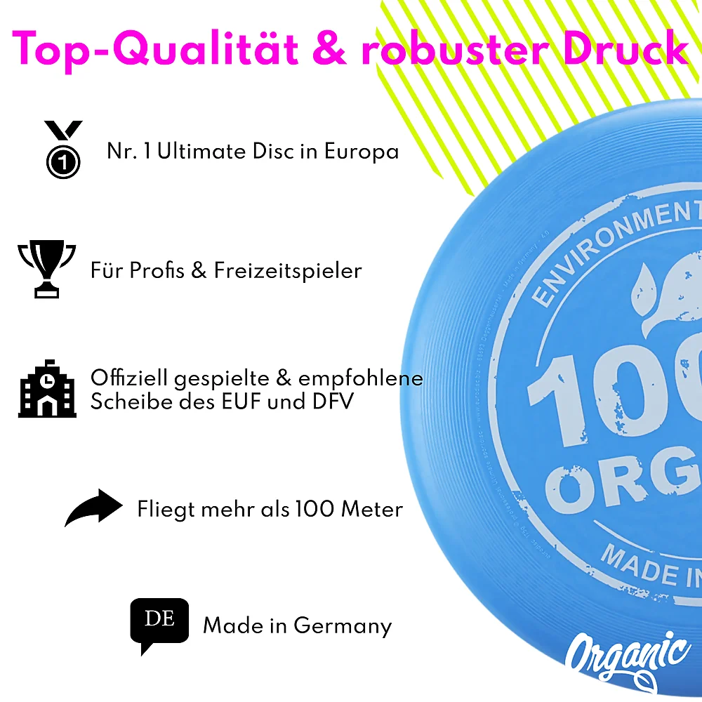 eurodisc® 175g Ultimate Frisbee Organic Hellblau aus Bio-Kunststoff