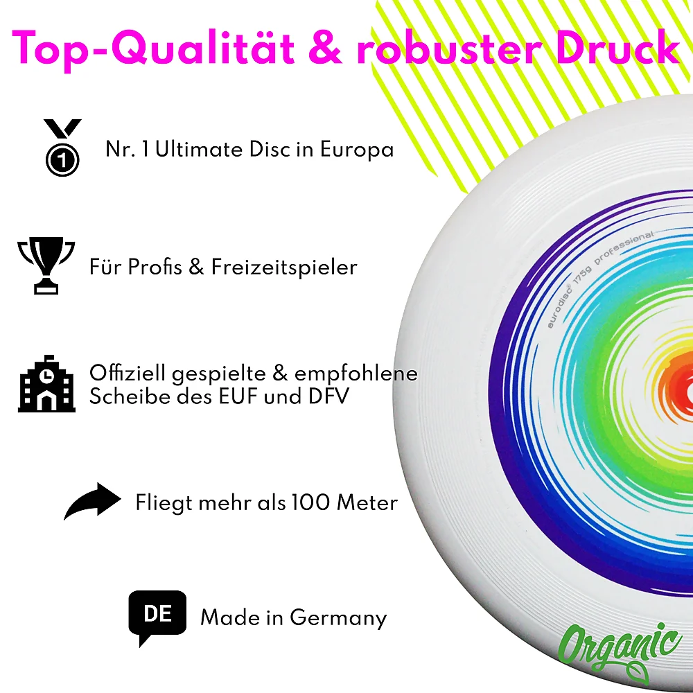eurodisc® 175g Ultimate Frisbee Rainbow aus Bio-Kunststoff