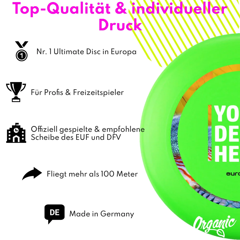 Individuelle eurodisc® 175g Ultimate Frisbee Grün aus Bio-Kunststoff